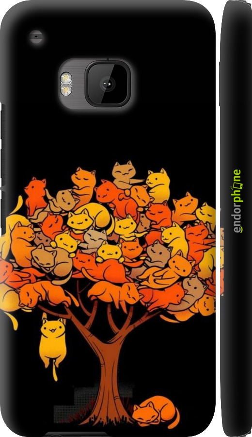 3D пластиковый глянцевый чехол Дерево и котики для HTC One M9 - 6516c-129 изображение 