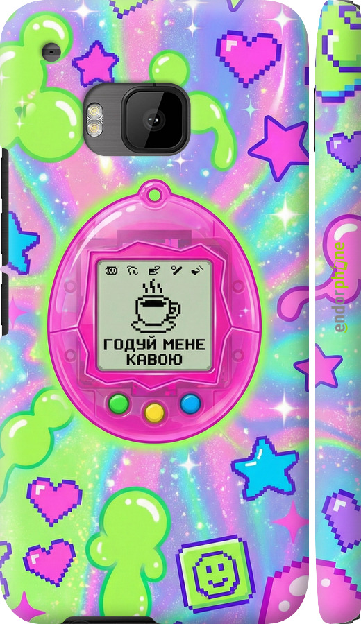 3D пластиковый глянцевый чехол Y2K Aesthetic Retro Pet: Годуй мене кавою для HTC One M9 - 6784c-129 изображение 