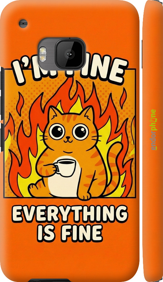 3D пластиковый глянцевый чехол Funny Cat для HTC One M9 - 6786c-129 изображение 