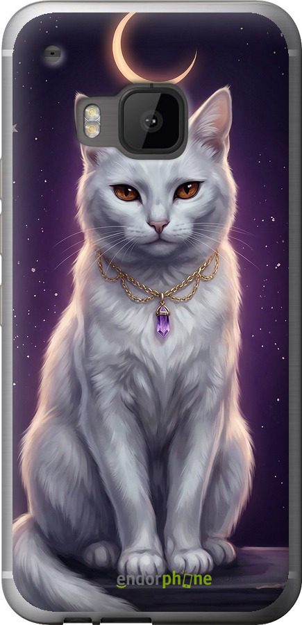 Силиконовый чехол Mystic White Cat Gothic Dark Purple Gold для HTC One M9 - 6805u-129 изображение 