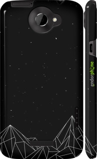 3D пластиковый глянцевый чехол Черно белые абстрактные горы для HTC One X+ - 6437c-69 изображение 