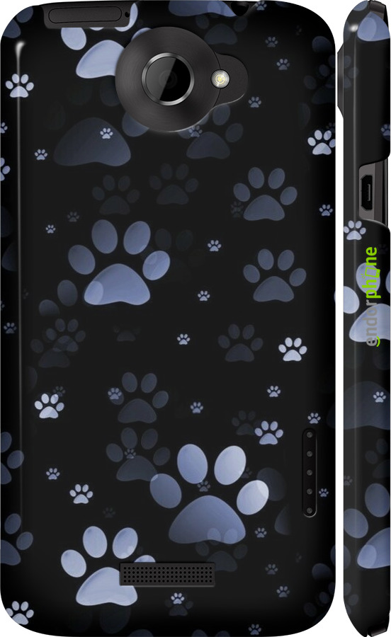 3D пластиковий глянцевий чехол З синіми відбитками лап для HTC One X+ - 6441c-69 изображение 