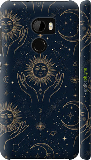 3D пластиковый матовый чехол Celestial Harmony: Sun & Moon Gold Mystic Pattern для HTC One X10 - 6778m-995 изображение 