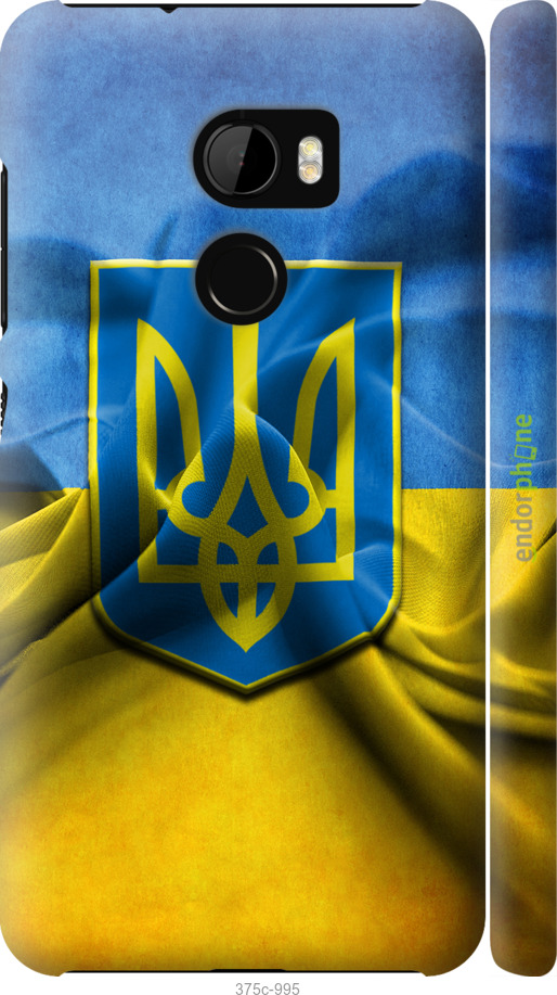 

3D пластиковий матовий чохол "Прапор та герб України" для HTC One X10, Блакитний