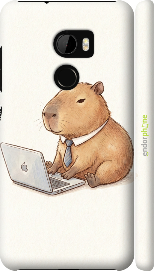 3D пластиковый матовый чехол Funny Capybara CEO Working для HTC One X10 - 6777m-995 изображение 