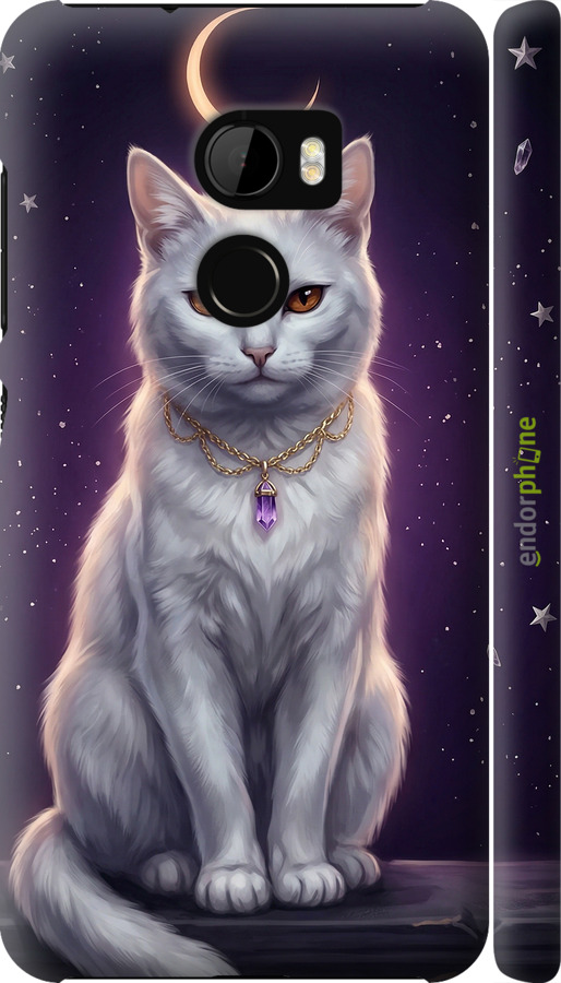 3D пластиковий матовий чехол Mystic White Cat Gothic Dark Purple Gold для HTC One X10 - 6805m-995 изображение 