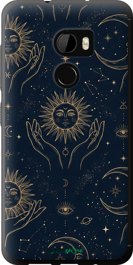Силиконовый чехол Celestial Harmony: Sun & Moon Gold Mystic Pattern для HTC One X10 - 6778u-995 изображение 