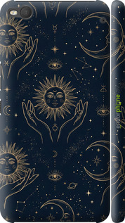 3D пластиковий матовий чехол Celestial Harmony: Sun & Moon Gold Mystic Pattern для HTC One X9 - 6778m-783 изображение 