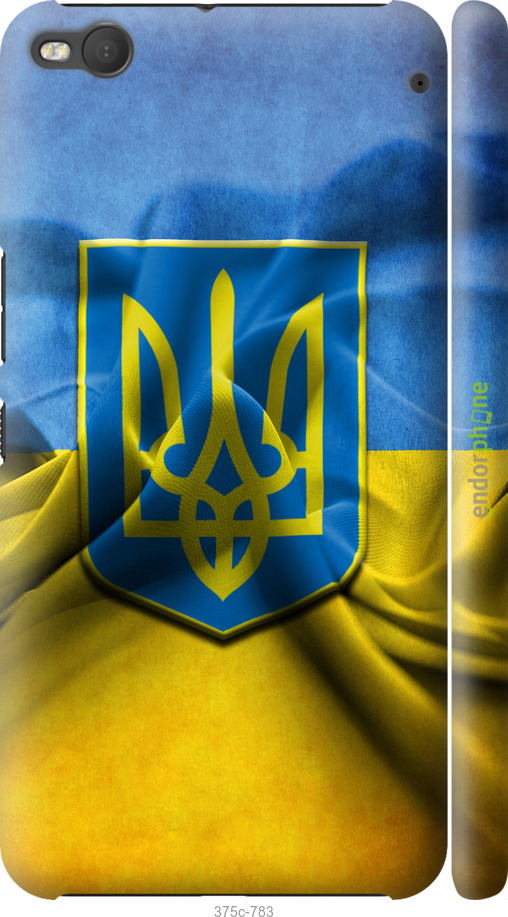 

3D пластиковий матовий чохол "Прапор та герб України" для HTC One X9, Блакитний