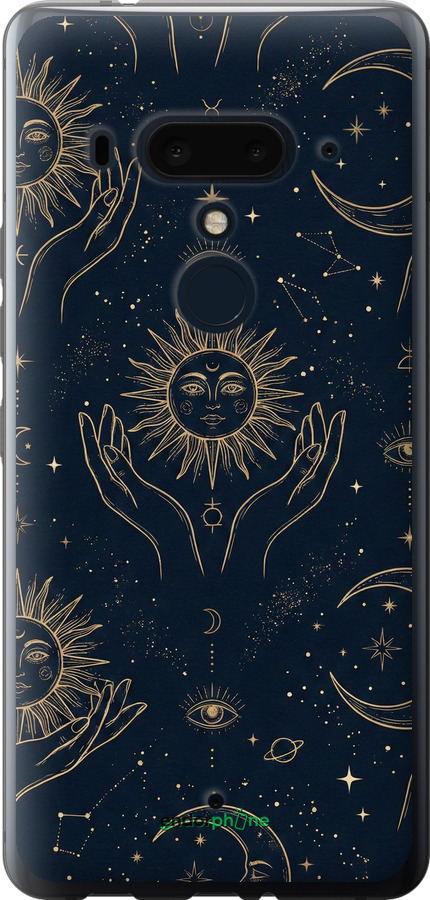 Силіконовий чехол Celestial Harmony: Sun & Moon Gold Mystic Pattern для HTC U12 Plus - 6778u-1712 изображение 