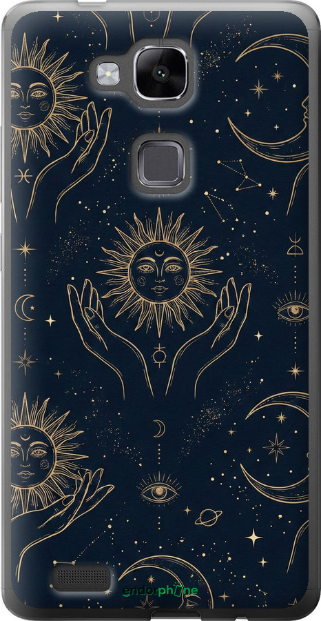 Силіконовий чехол Celestial Harmony: Sun & Moon Gold Mystic Pattern для Huawei Ascend Mate 7 - 6778u-140 изображение 