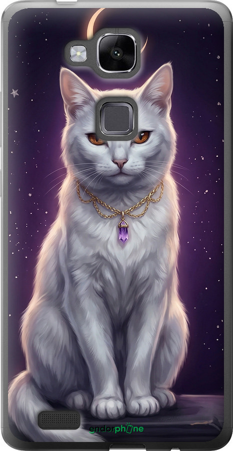 Силиконовый чехол Mystic White Cat Gothic Dark Purple Gold для Huawei Ascend Mate 7 - 6805u-140 изображение 