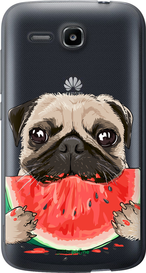 Силіконовий чехол Мопс і кавун для Huawei Ascend Y600 - 4665u-486 изображение 