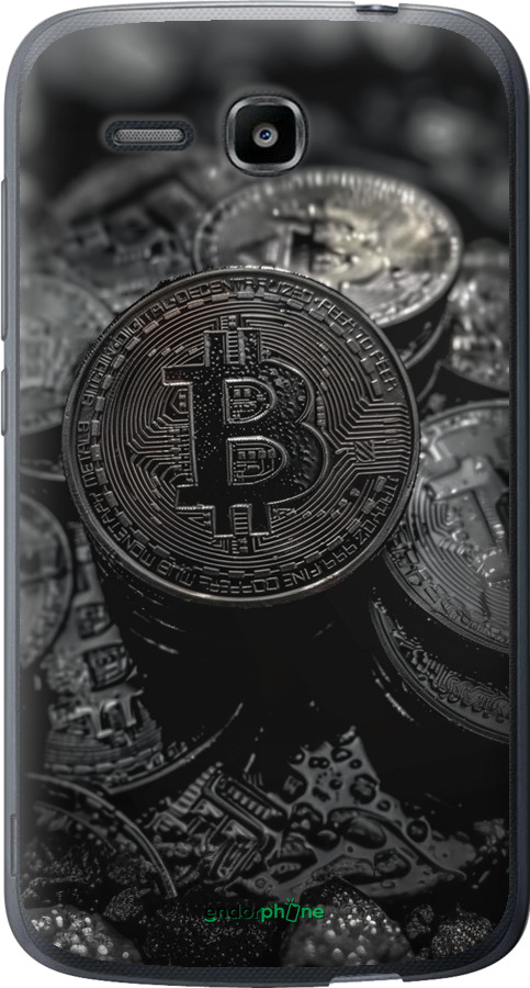 Силиконовый чехол Black Bitcoin для Huawei Ascend Y600 - 6090u-486 изображение 