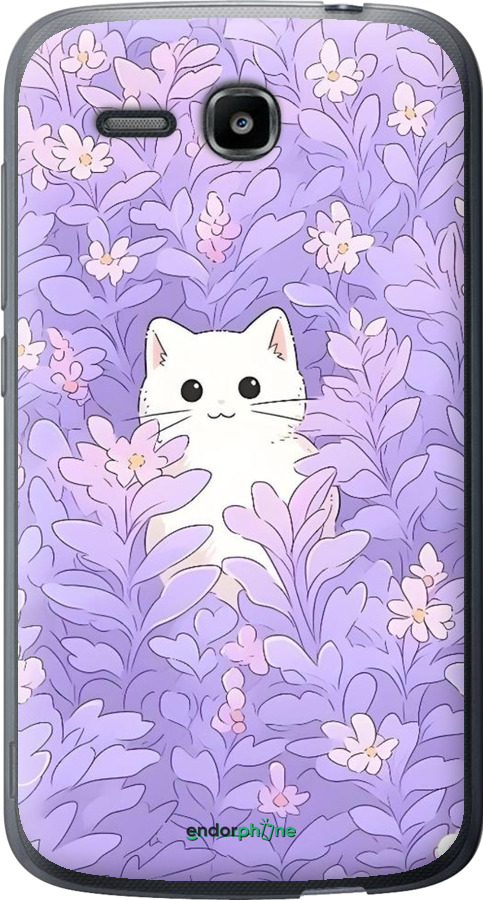 Силиконовый чехол Котик в цветах для Huawei Ascend Y600 - 6390u-486 изображение 