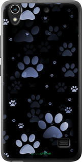 Силиконовый чехол С синими отпечатками лап для Huawei G620S - 6441u-328 изображение 