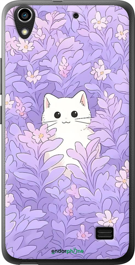 Силіконовий чехол Котик в цветах для Huawei G620S - 6390u-328 изображение 