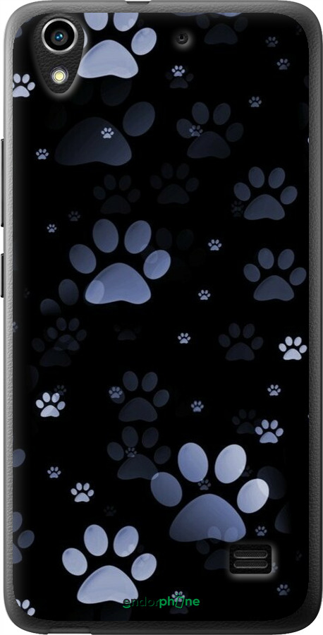 Силиконовый чехол С синими отпечатками лап для Huawei G620S - 6441u-328 изображение 