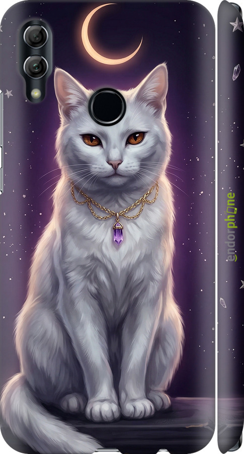 3D пластиковий матовий чехол Mystic White Cat Gothic Dark Purple Gold для Huawei Honor 10 Lite - 6805m-1618 изображение 