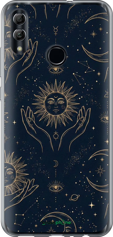 2D пластиковый чехол Celestial Harmony: Sun & Moon Gold Mystic Pattern для Huawei Honor 10 Lite - 6778t-1618 изображение 