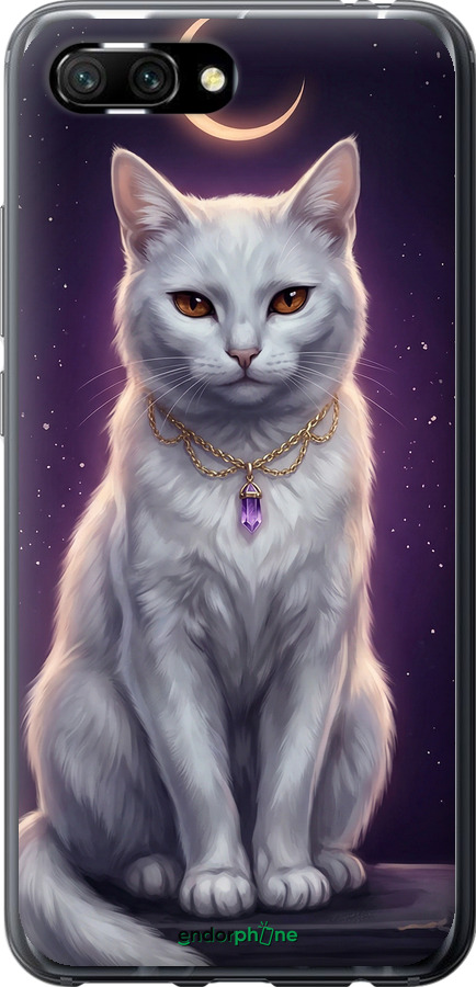 Силиконовый чехол Mystic White Cat Gothic Dark Purple Gold для Huawei Honor 10 - 6805u-1496 изображение 