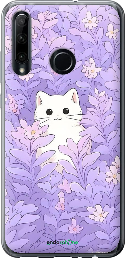 Силиконовый чехол Котик в цветах для Huawei Honor 10i - 6390u-1673 изображение 