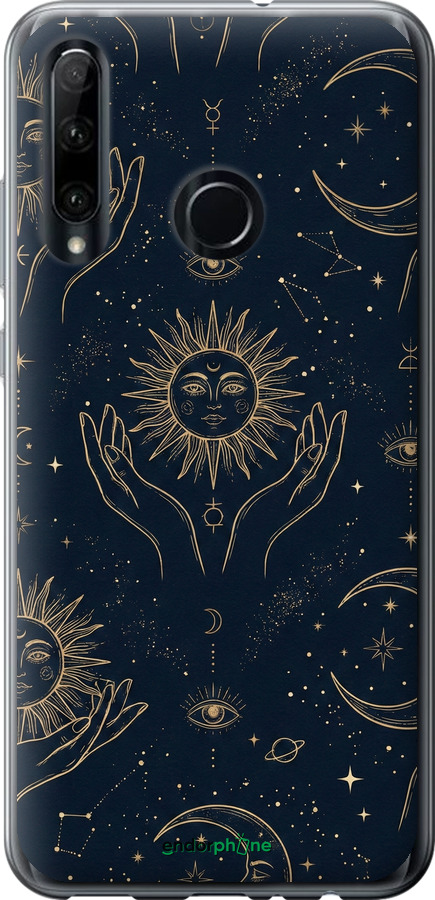 2D пластиковий чехол Celestial Harmony: Sun & Moon Gold Mystic Pattern для Huawei Honor 10i - 6778t-1673 изображение 