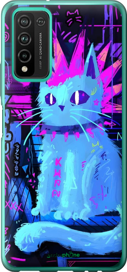 Силиконовый чехол Кот панк для Huawei Honor 10X Lite - 6311u-2198 изображение 