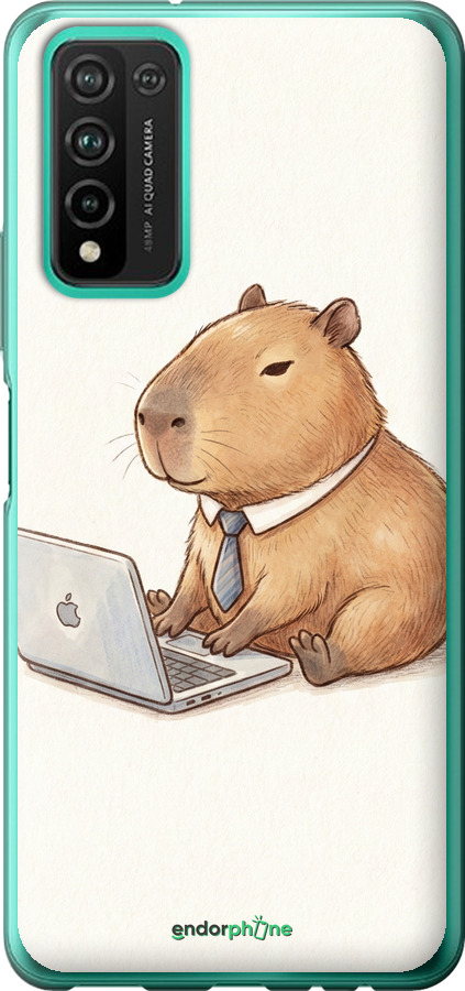 Силиконовый чехол Funny Capybara CEO Working для Huawei Honor 10X Lite - 6777u-2198 изображение 