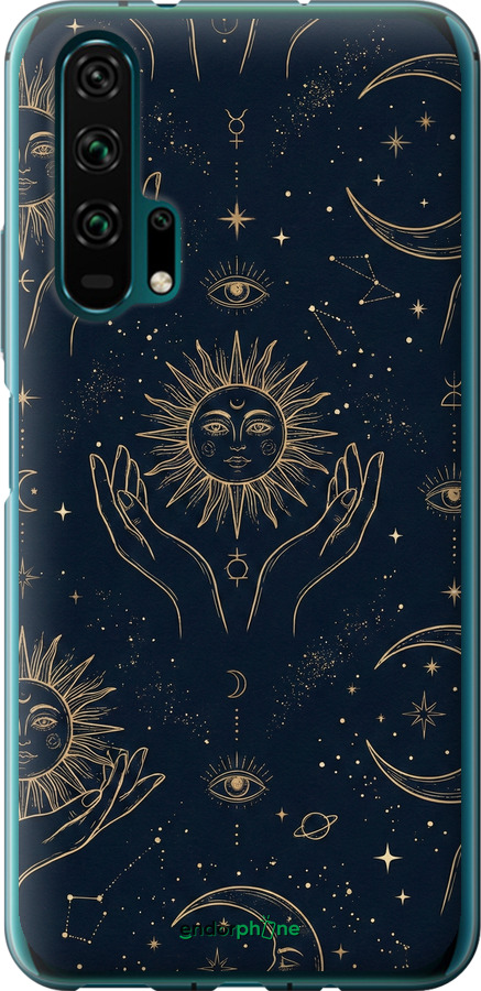 2D пластиковый чехол Celestial Harmony: Sun & Moon Gold Mystic Pattern для Huawei Honor 20 Pro - 6778t-1702 изображение 