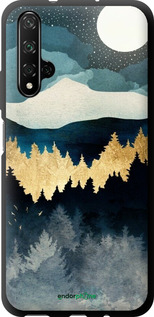 TPU чехол Ночной пейзаж с лесом и горами для Huawei Nova 5T - 6493b-1833 изображение 