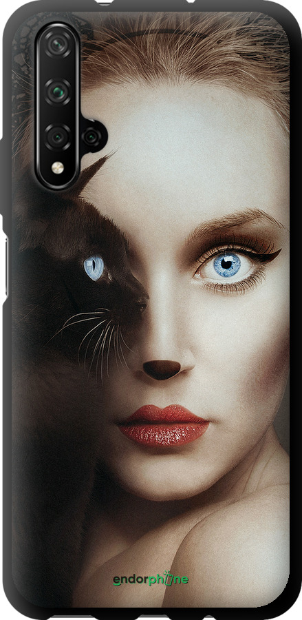 TPU чехол Взгляд женщины и кошки для Huawei Honor 20 - 4041b-1697 изображение 
