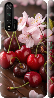 3D пластиковый матовый чехол Вишня в шоколаде для Huawei Nova 5T - 6698m-1833 изображение 