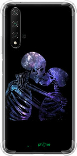 Силикон с усиленными углами чехол С изображением скелета для Huawei Nova 5T - 6537sp-1833 изображение 