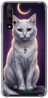 Силикон с усиленными углами чехол Mystic White Cat Gothic Dark Purple Gold для Huawei Honor 20 - 6805sp-1697 изображение 