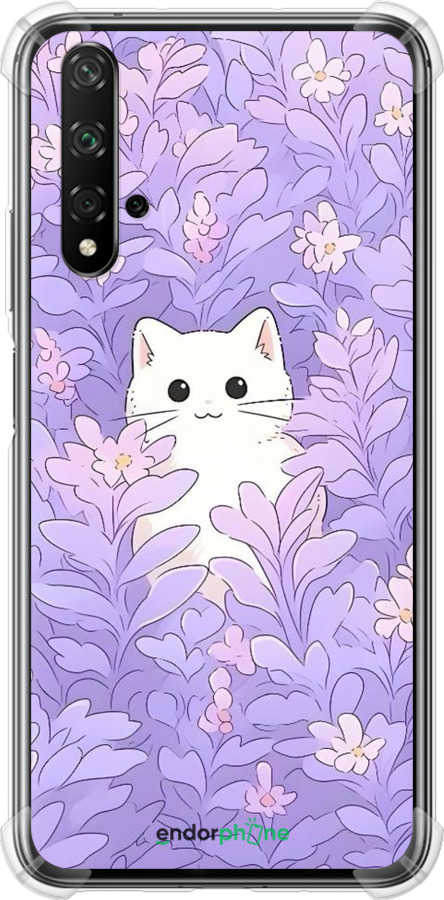 Силикон с усиленными углами чехол Котик в цветах для Huawei Honor 20 - 6390sp-1697 изображение 