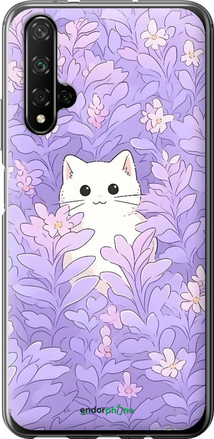 2D пластиковий чехол Котик в цветах для Huawei Honor 20 - 6390t-1697 изображение 