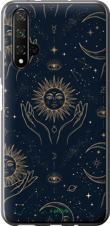 Силіконовий чехол Celestial Harmony: Sun & Moon Gold Mystic Pattern для Huawei Honor 20 - 6778u-1697 изображение 