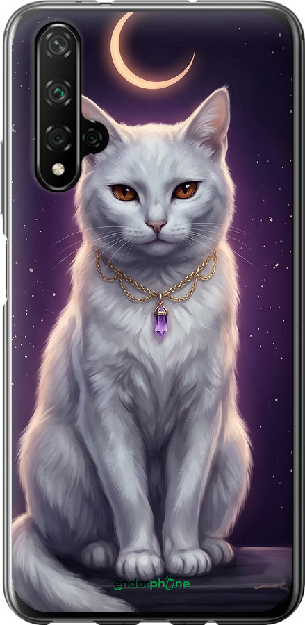 Силиконовый чехол Mystic White Cat Gothic Dark Purple Gold для Huawei Honor 20 - 6805u-1697 изображение 