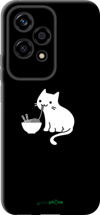 TPU чехол С милым котом на черном фоне для Huawei Honor 200 Lite - 6528b-3728 изображение 