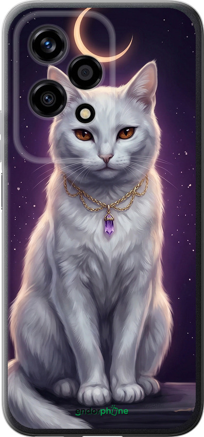 Силиконовый чехол Mystic White Cat Gothic Dark Purple Gold для Huawei Honor 200 Lite - 6805u-3728 изображение 