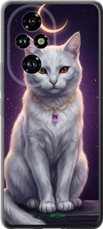 Силиконовый чехол Mystic White Cat Gothic Dark Purple Gold для Huawei Honor 200 Pro - 6805u-3729 изображение 