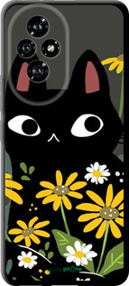TPU чехол Черный кот с цветами для Huawei Honor 200 - 6448b-3731 изображение 