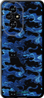 TPU чехол Візерунок чорних котів на блакитному фоні для Huawei Honor 200 - 6525b-3731 изображение 