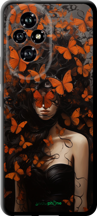 TPU чехол Девушка с оранжевыми бабочками для Huawei Honor 200 - 5941b-3731 изображение 