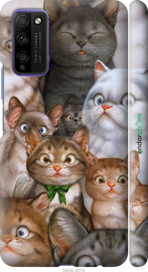 

3D пластиковий матовий чохол "Коти" для Huawei Honor 30 Lite