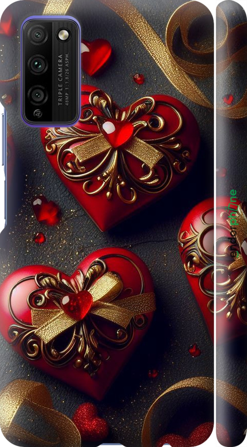3D пластиковый матовый чехол Сердечки v4 для Huawei Honor 30 Lite - 5834m-2074 изображение 