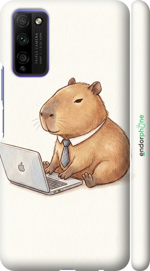 3D пластиковый матовый чехол Funny Capybara CEO Working для Huawei Honor 30 Lite - 6777m-2074 изображение 