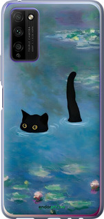 Силиконовый чехол С изображением кота и водяной лилии Monet для Huawei Honor 30 Lite - 6519u-2074 изображение 