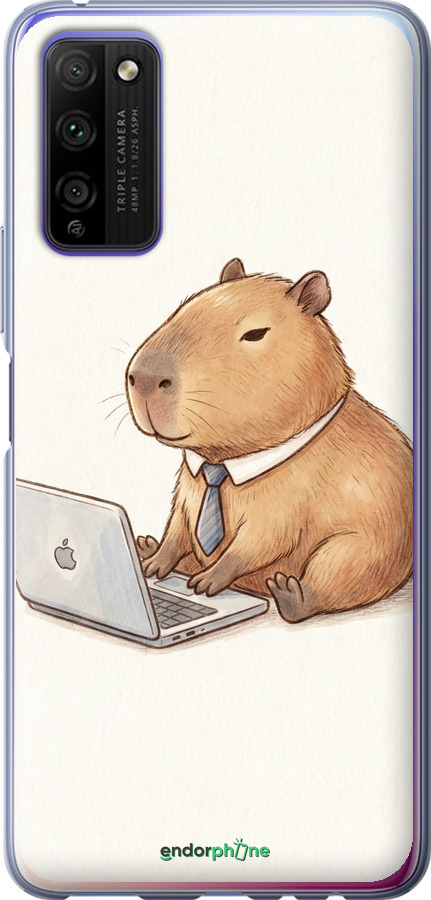 Силиконовый чехол Funny Capybara CEO Working для Huawei Honor 30 Lite - 6777u-2074 изображение 